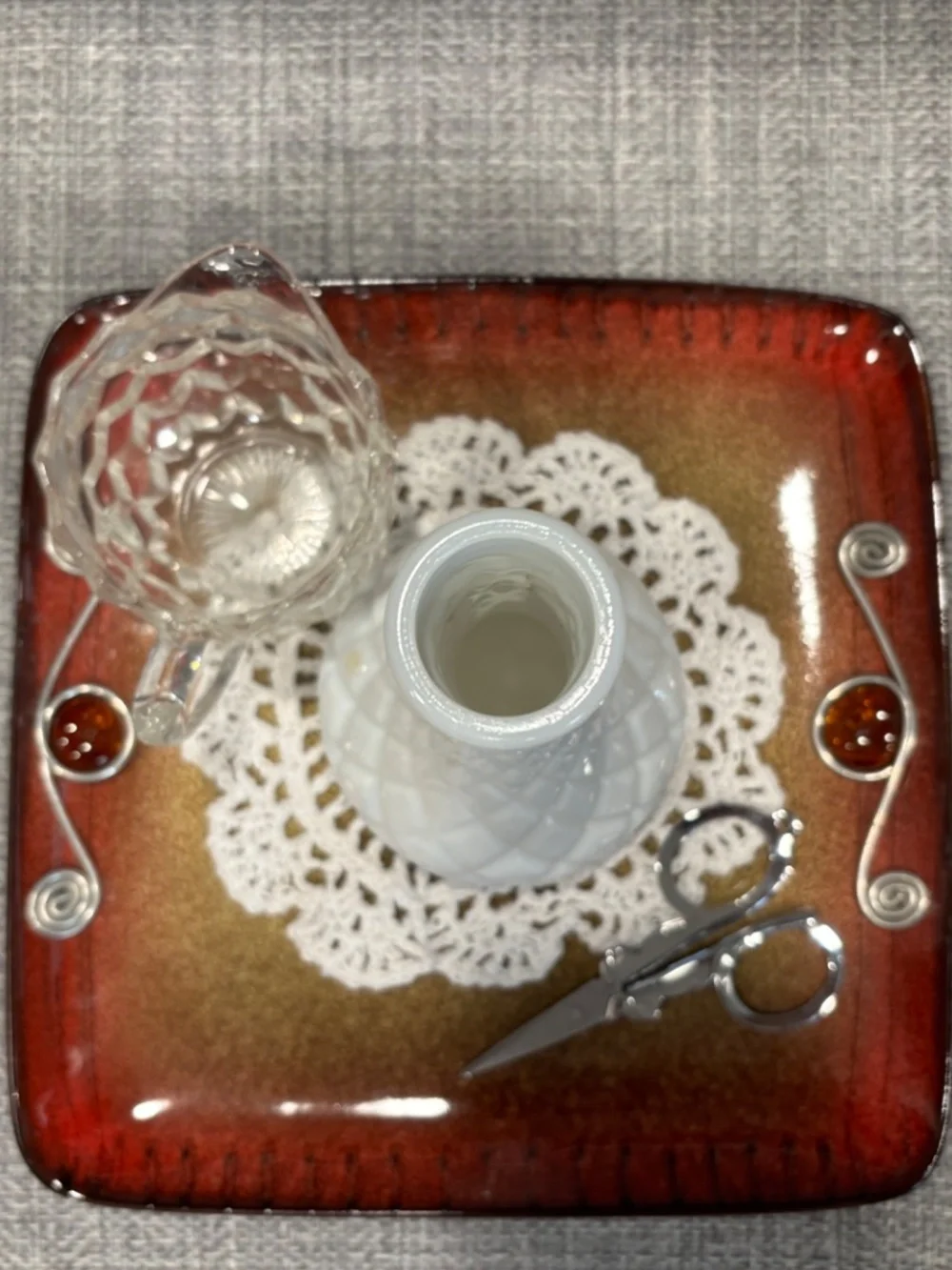 red tray flower arranging materials practical life lesson by idlewild montessori